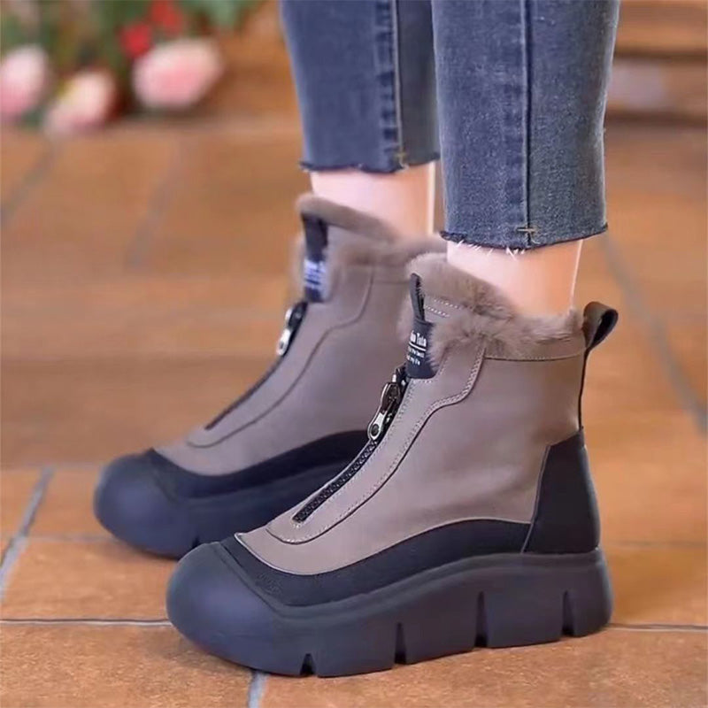 Damen - Warme Schneeschuhe - Reißverschluss - Bequeme Winterschuhe für Outdoor-Abenteuer