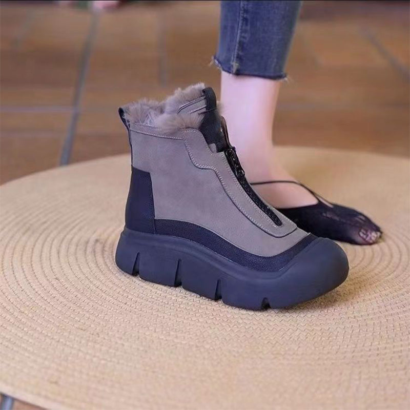 Damen - Warme Schneeschuhe - Reißverschluss - Bequeme Winterschuhe für Outdoor-Abenteuer