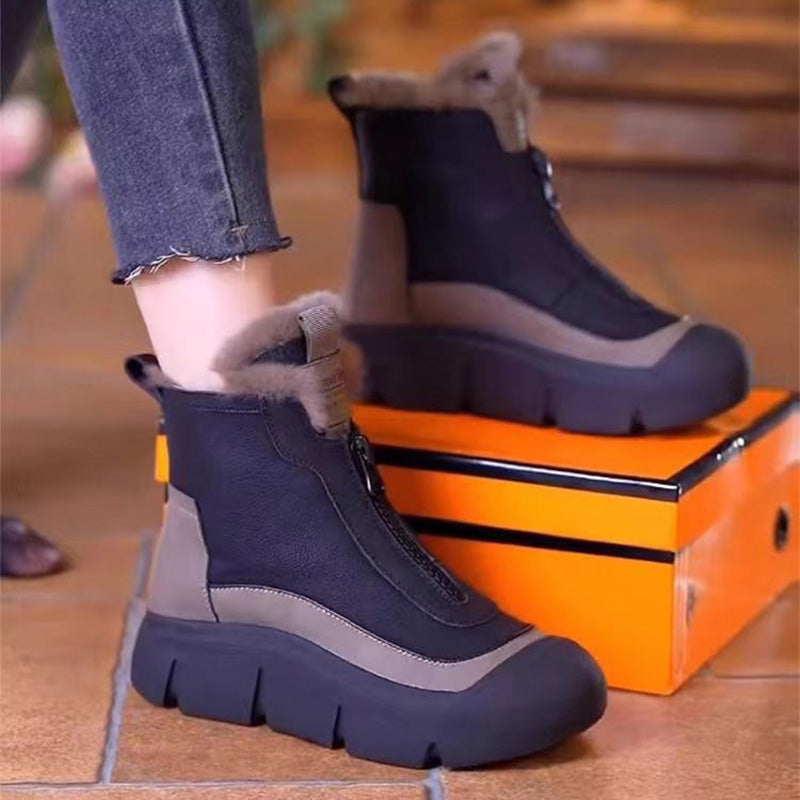 Damen - Warme Schneeschuhe - Reißverschluss - Bequeme Winterschuhe für Outdoor-Abenteuer