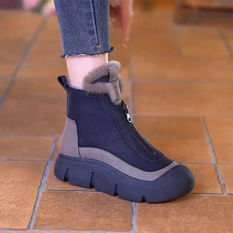 Damen - Warme Schneeschuhe - Reißverschluss - Bequeme Winterschuhe für Outdoor-Abenteuer