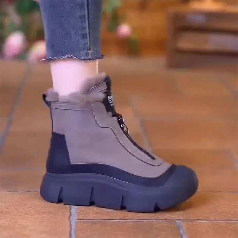 Damen - Warme Schneeschuhe - Reißverschluss - Bequeme Winterschuhe für Outdoor-Abenteuer