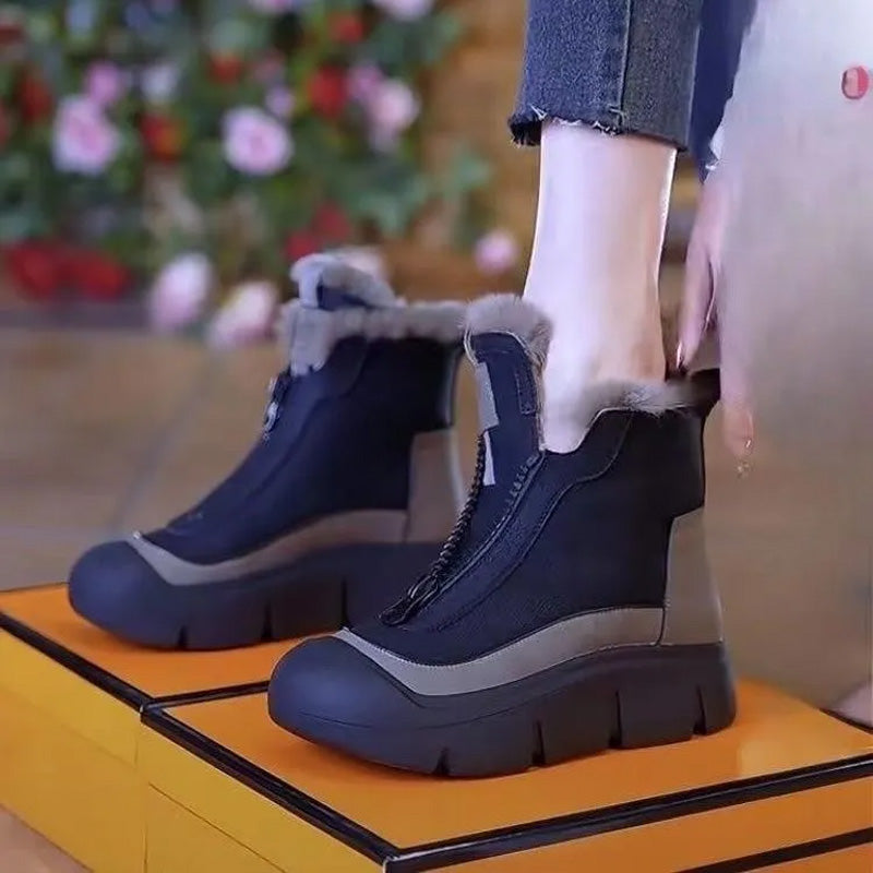 Damen - Warme Schneeschuhe - Reißverschluss - Bequeme Winterschuhe für Outdoor-Abenteuer