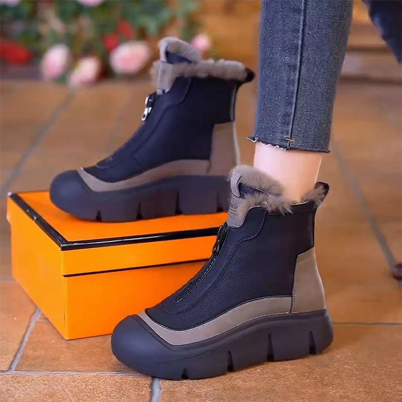 Damen - Warme Schneeschuhe - Reißverschluss - Bequeme Winterschuhe für Outdoor-Abenteuer