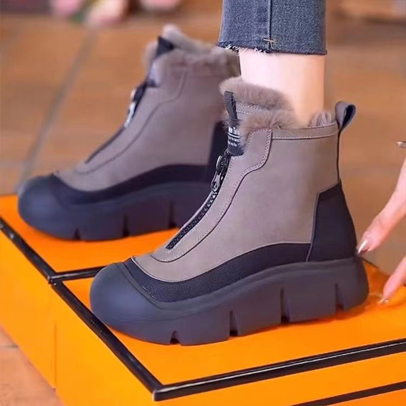 Damen - Warme Schneeschuhe - Reißverschluss - Bequeme Winterschuhe für Outdoor-Abenteuer