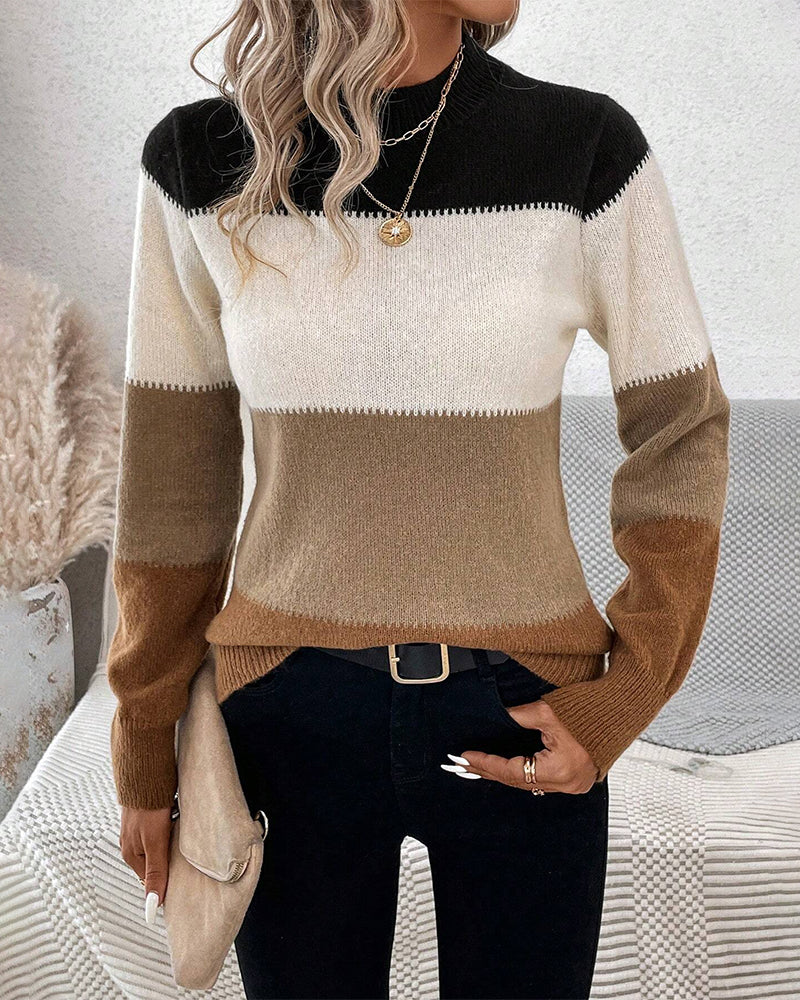 Stacey | Colour-Blocked-Pullover mit hohem Ausschnitt