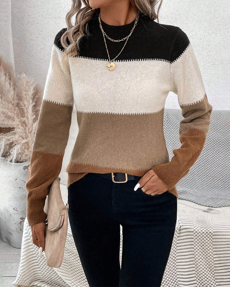 Stacey | Colour-Blocked-Pullover mit hohem Ausschnitt