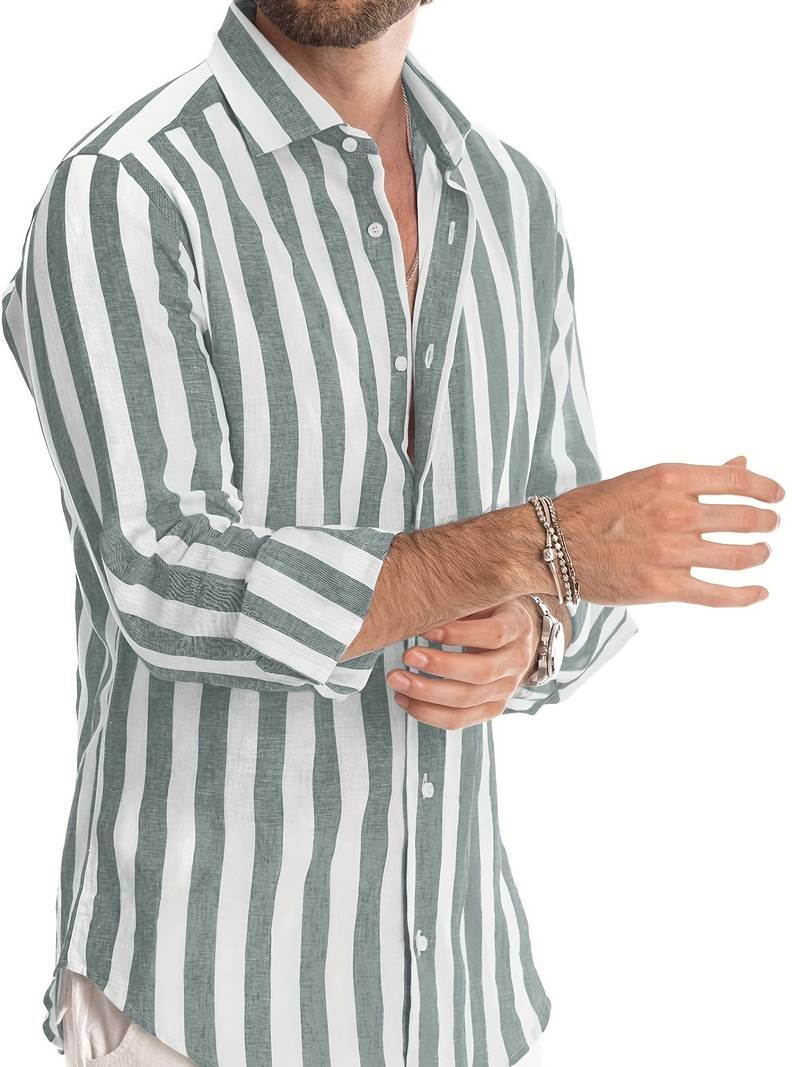 Herren - Langarmhemd - Gestreift aus Baumwolle - Modisches Hemd für jeden Anlass