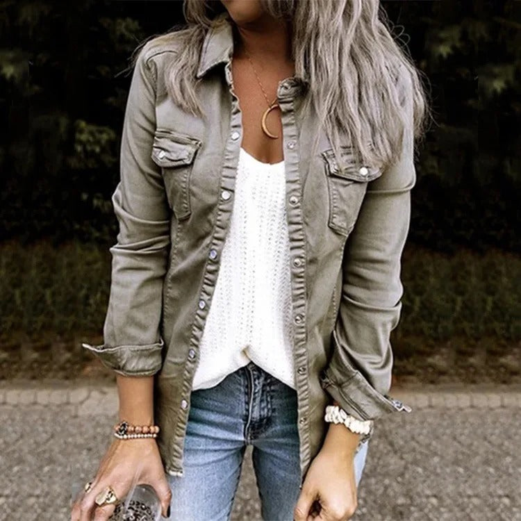 Damen - Denimjacke - Klassischer Stil - Strapazierfähigem Material - Must-Have für jede Garderobe