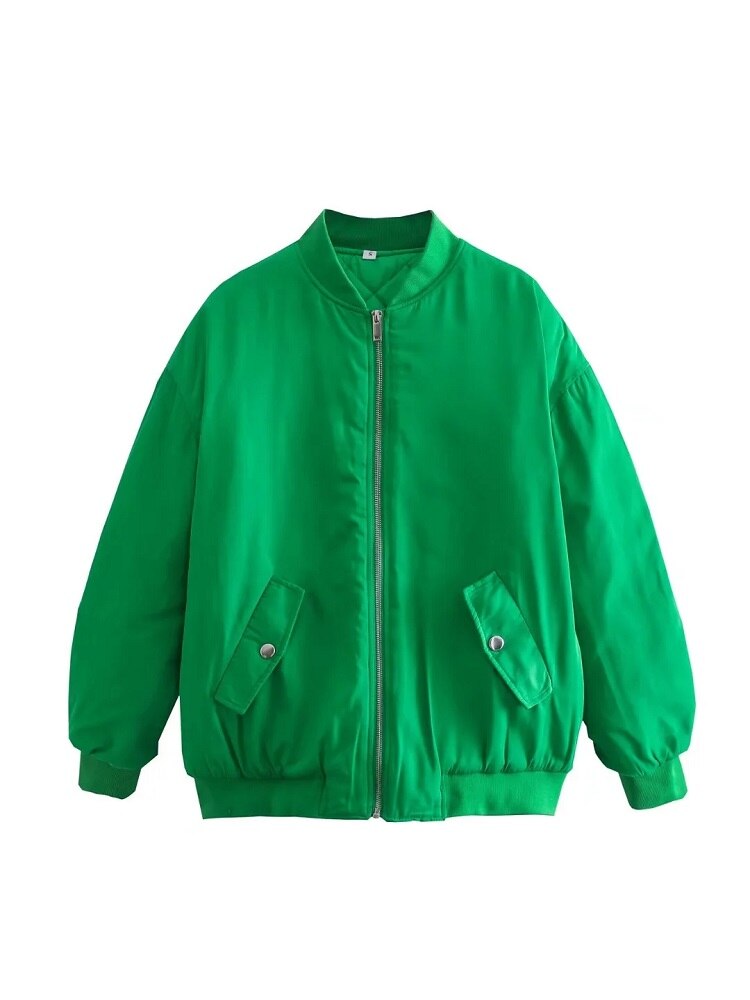 Damen - Übergroße Bomberjacke - Hochwertigem Material - Stylische Übergangs-Outerwear  - Modische Begleiterin