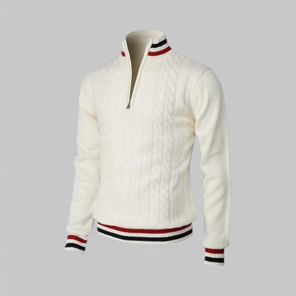 Herren - Twist-Strickpullover mit halbem Reißverschluss - Weicher Stoff - Gemütlicher Freizeitstil