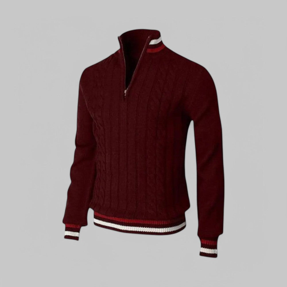 Herren - Twist-Strickpullover mit halbem Reißverschluss - Weicher Stoff - Gemütlicher Freizeitstil