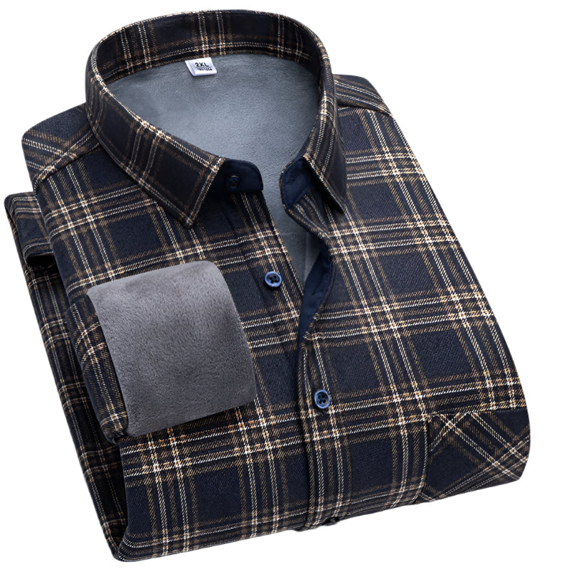 Herren - Flanellhemd - Fleecegefüttert & Warm - Karo Langarm für kaltes Wetter - Ideale Wahl für Herbst und Winter